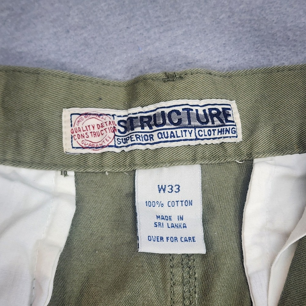Structure Cargo Pants Olive Green Utility Multi Pocket Mens W33 L21 - Picture 5 of 7